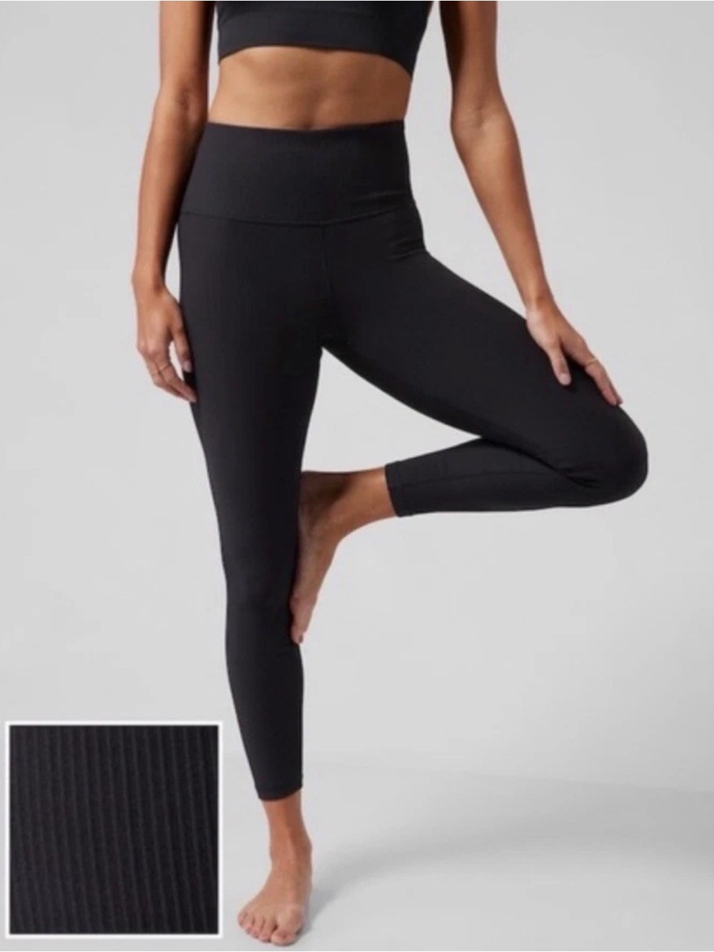 Athleta Elation Rib Tight Ribbed Black Leggings in Size XL